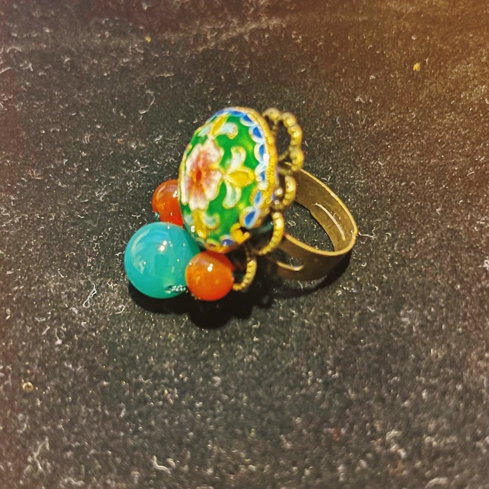 Vintage Enamel Floral Ring